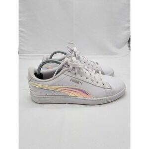 Puma Smash v2 Metallic Stripe White Casual Sneakers Women's Size 7